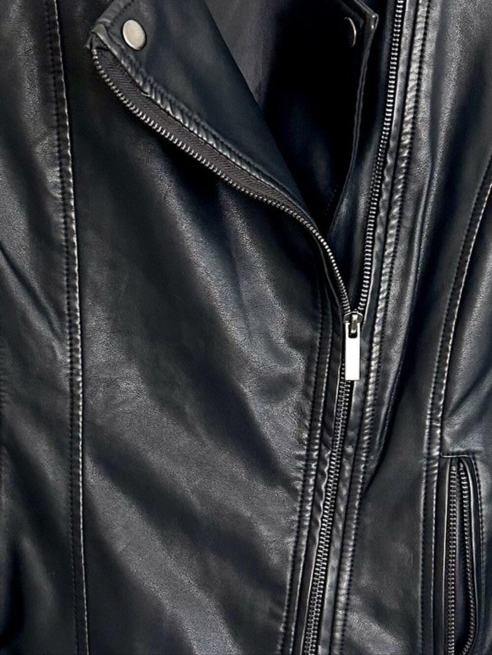 RW&CO Black Faux Leather Motorcycle Jacket Womens